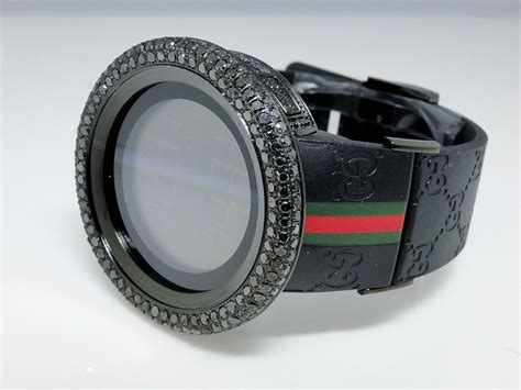 gucci digital diamond watch|black gucci watch with diamonds.